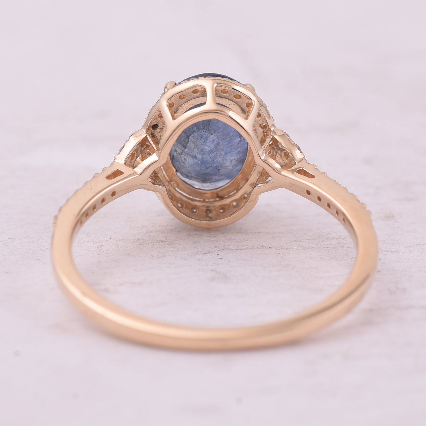 2.52 Ct Oval Mixed Cut Natural Sapphire 14K Gold Ring