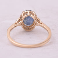 2.52 Ct Oval Mixed Cut Natural Sapphire 14K Gold Ring