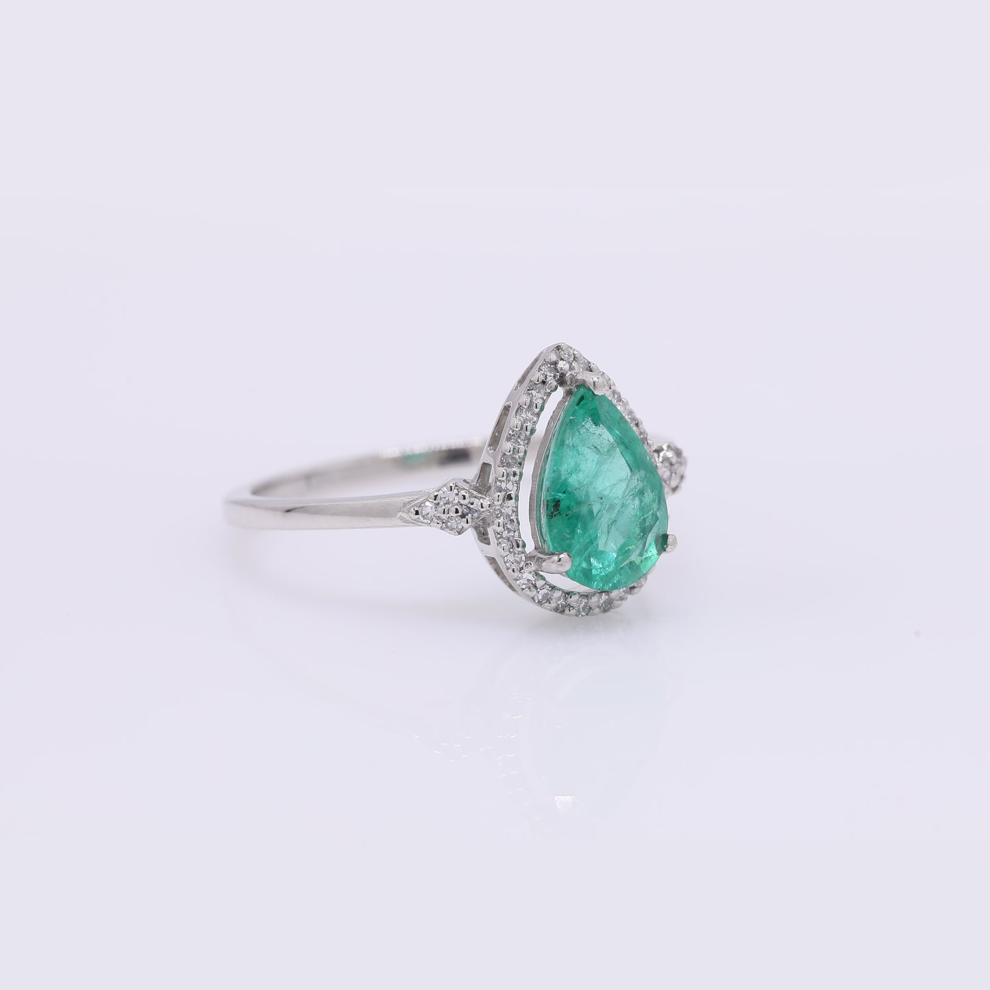 1.25 Ct Pear Mixed Cut Natural Emerald 950 Platinum Ring