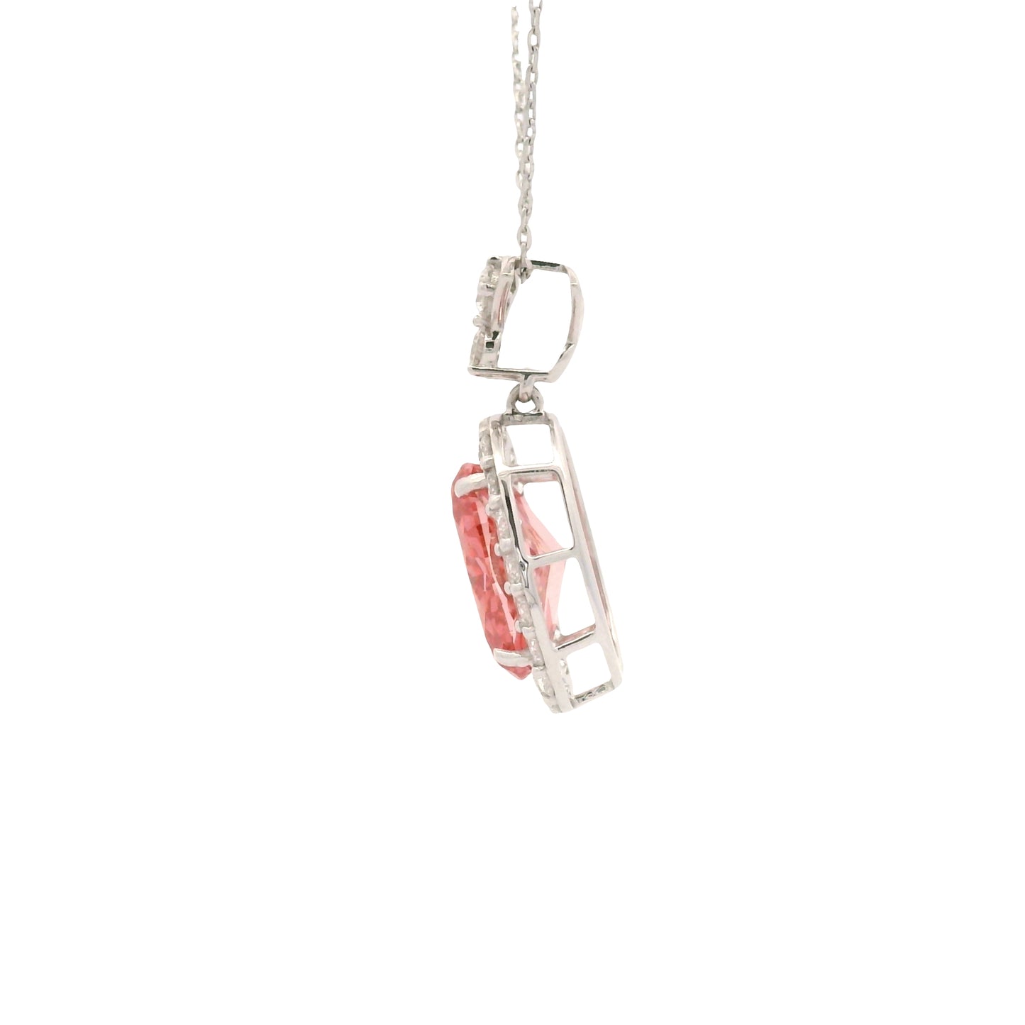 3.66 Carats Pink Lab Grown Diamond 14K Gold Pendant
