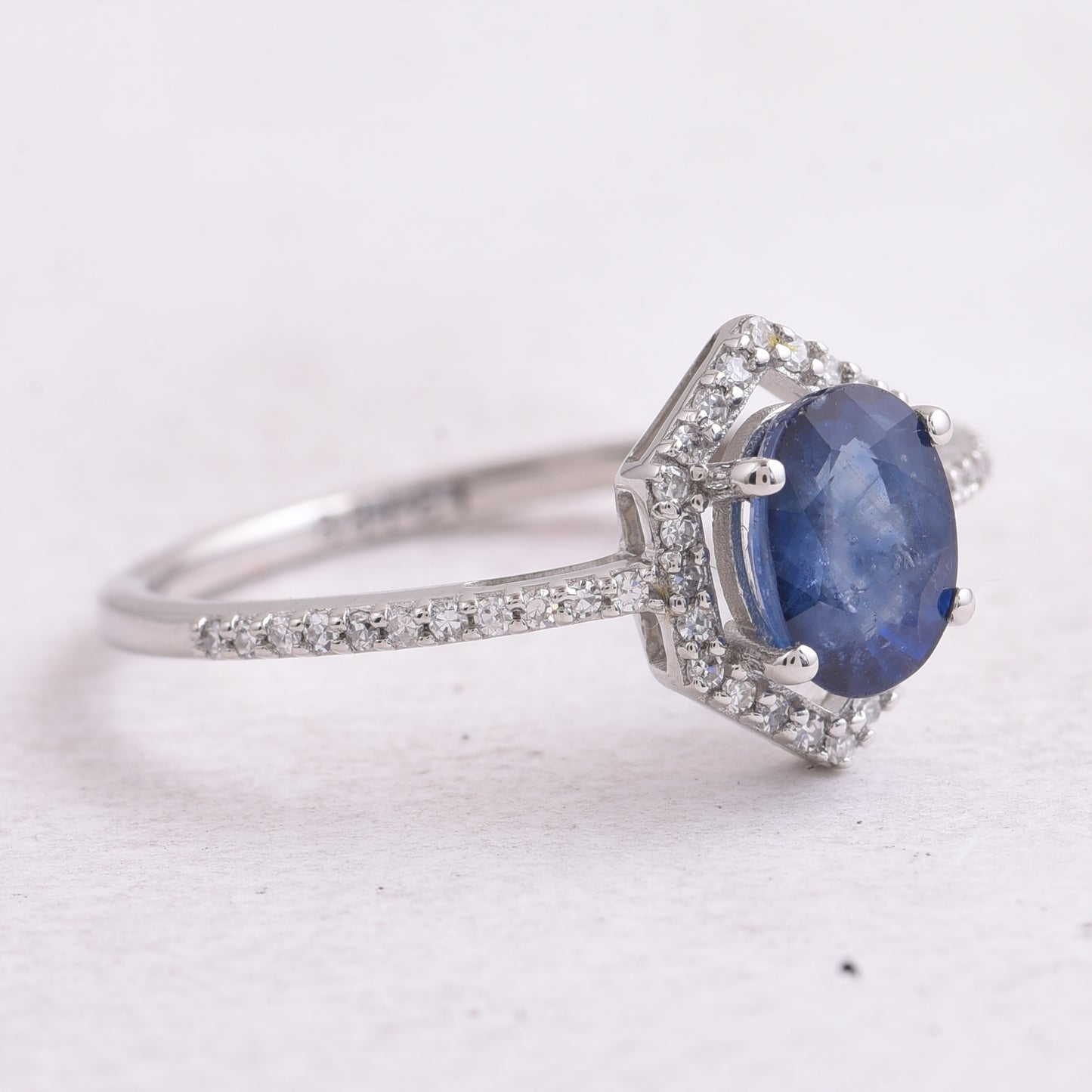 1.39 Ct Oval Mixed Cut Natural Sapphire 950 Platinum Ring