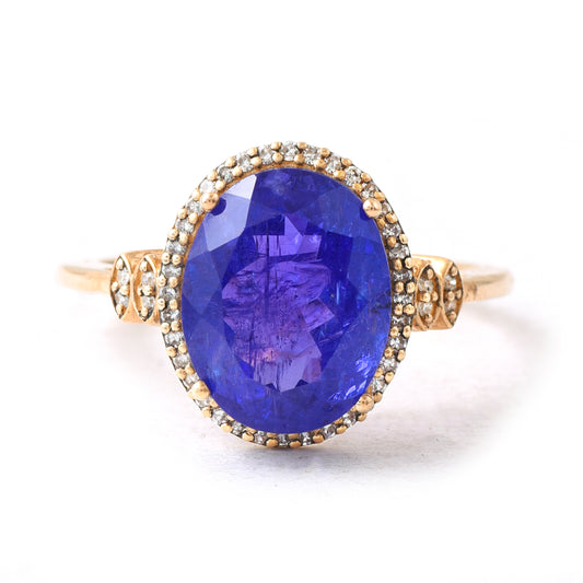 5.46 Ct Oval Tanzanite 14K Gold Ring