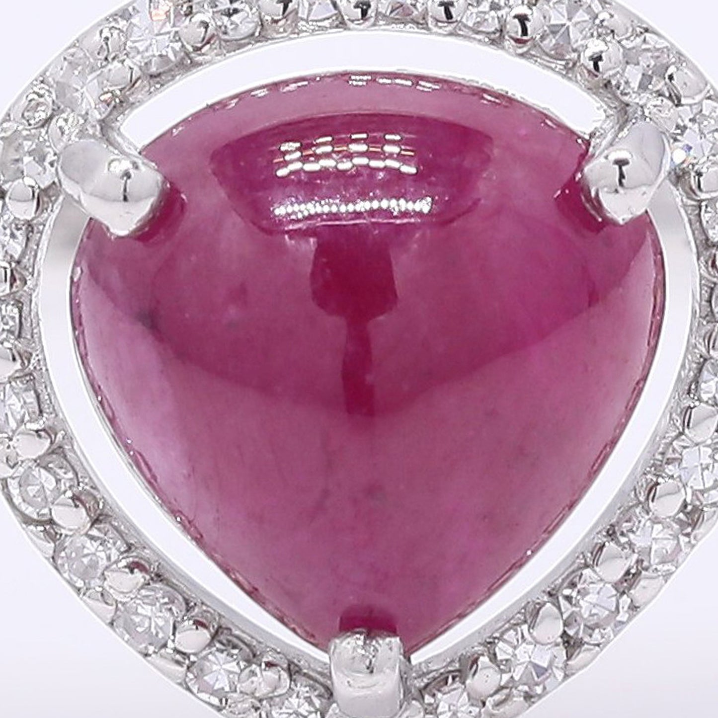 1.81 Ct Pear Cabochon Cut Natural Ruby 950 Platinum Ring