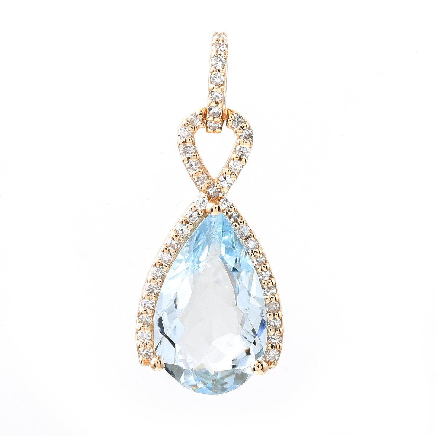 1.77 Ct Pear Mixed Cut Natural Aquamarine 14K Gold Pendant