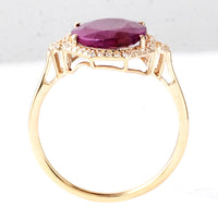 3.37 Ct Oval Mixed Cut Natural Corundum Ruby 14K Gold Ring