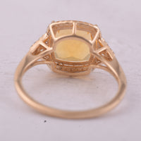 2.09 Ct Cushion Mixed Cut Natural Fire Opal 14K Gold Ring