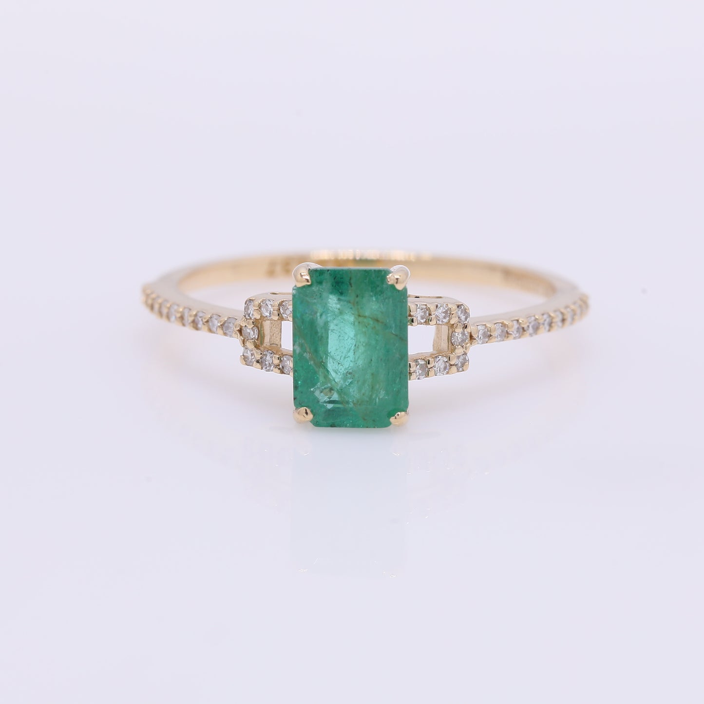 1.22 Ct Octagon Step Cut Natural Emerald 14K Gold Ring
