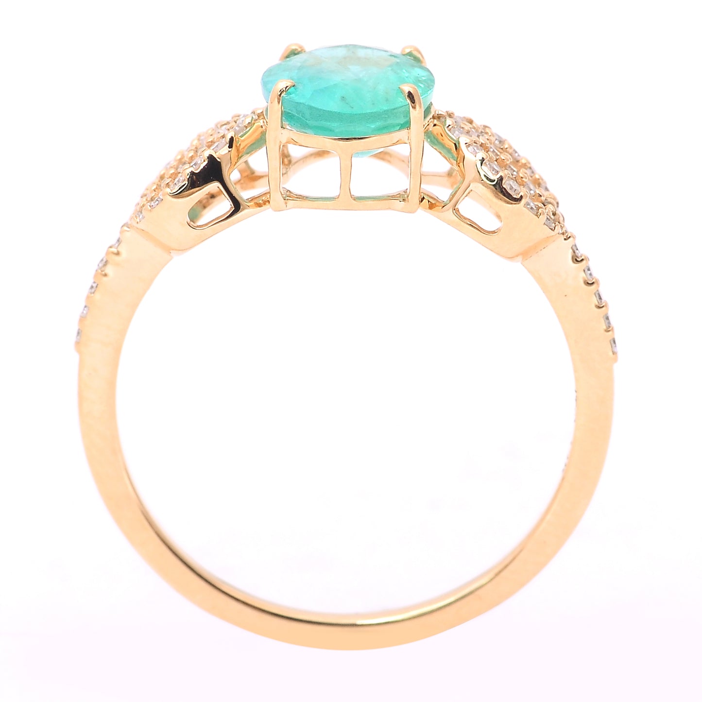 1.50 Ct Oval Mixed Cut Natural Emerald 14K Gold Ring