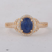 1.39 Ct Oval Blue Sapphire 9K Gold Ring
