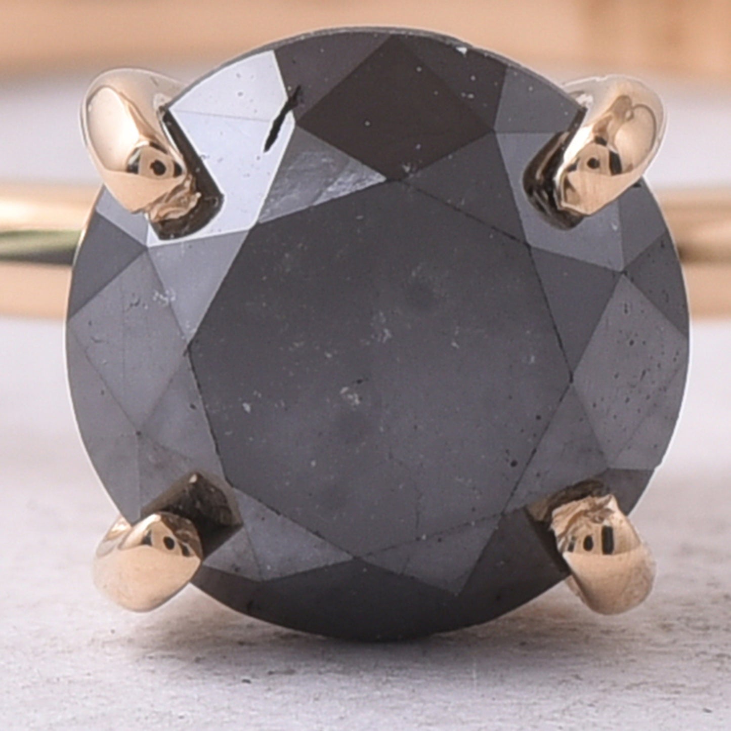 1.46 Ct Round Black Diamond 14K Gold Ring