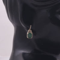 3.15 Ct Octagon Emerald 9K Gold Earrings