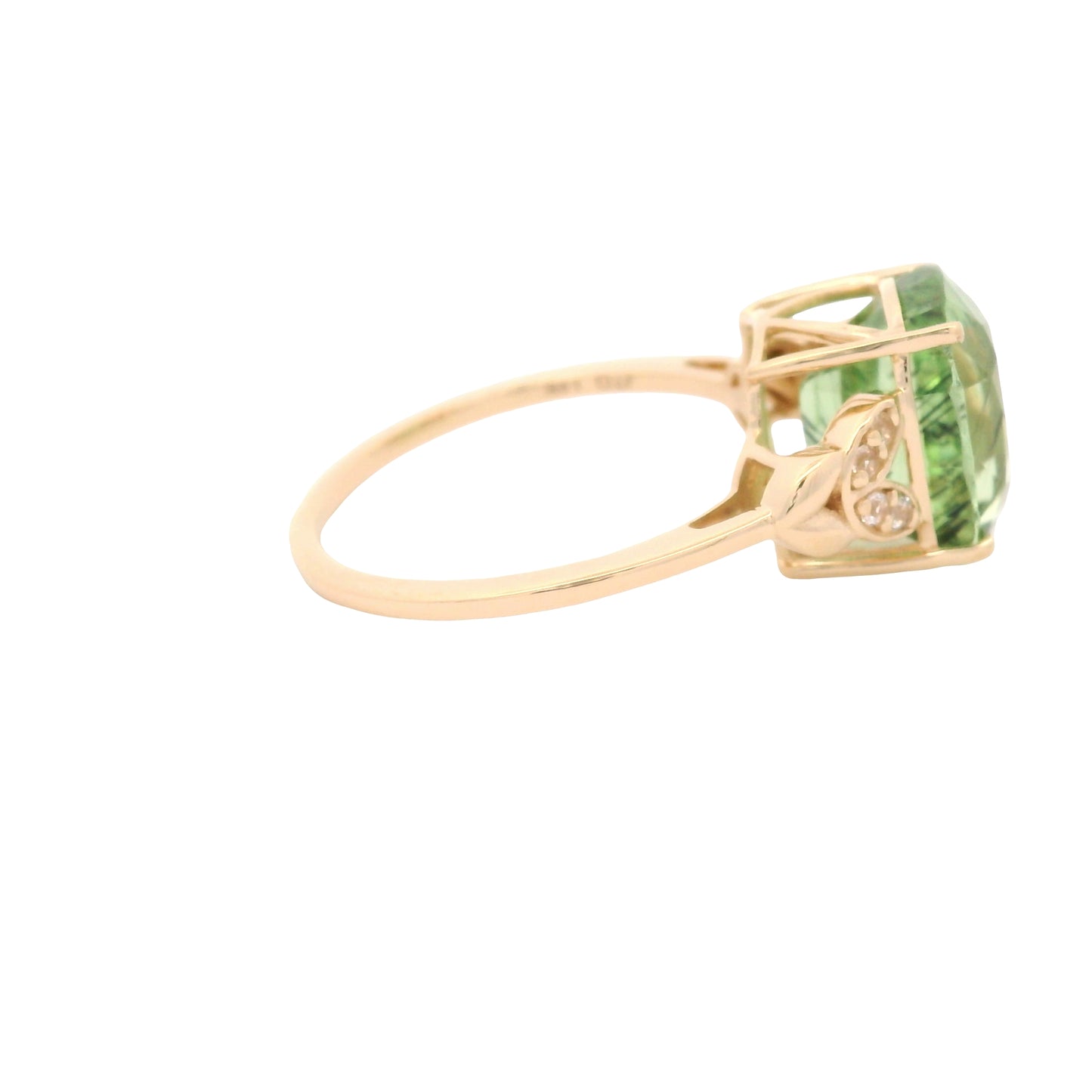 5.17 Ct Cushion Peridot 14K Gold Ring