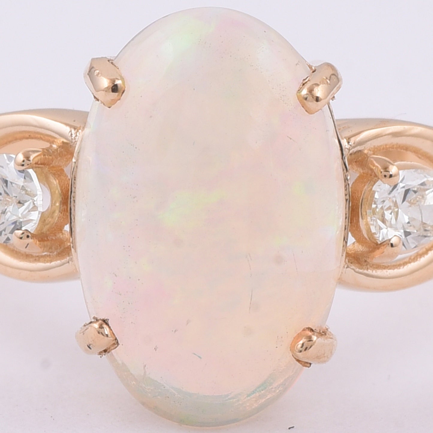 1.84 Ct Oval Cabochon Cut Natural Opal 14K Gold Ring
