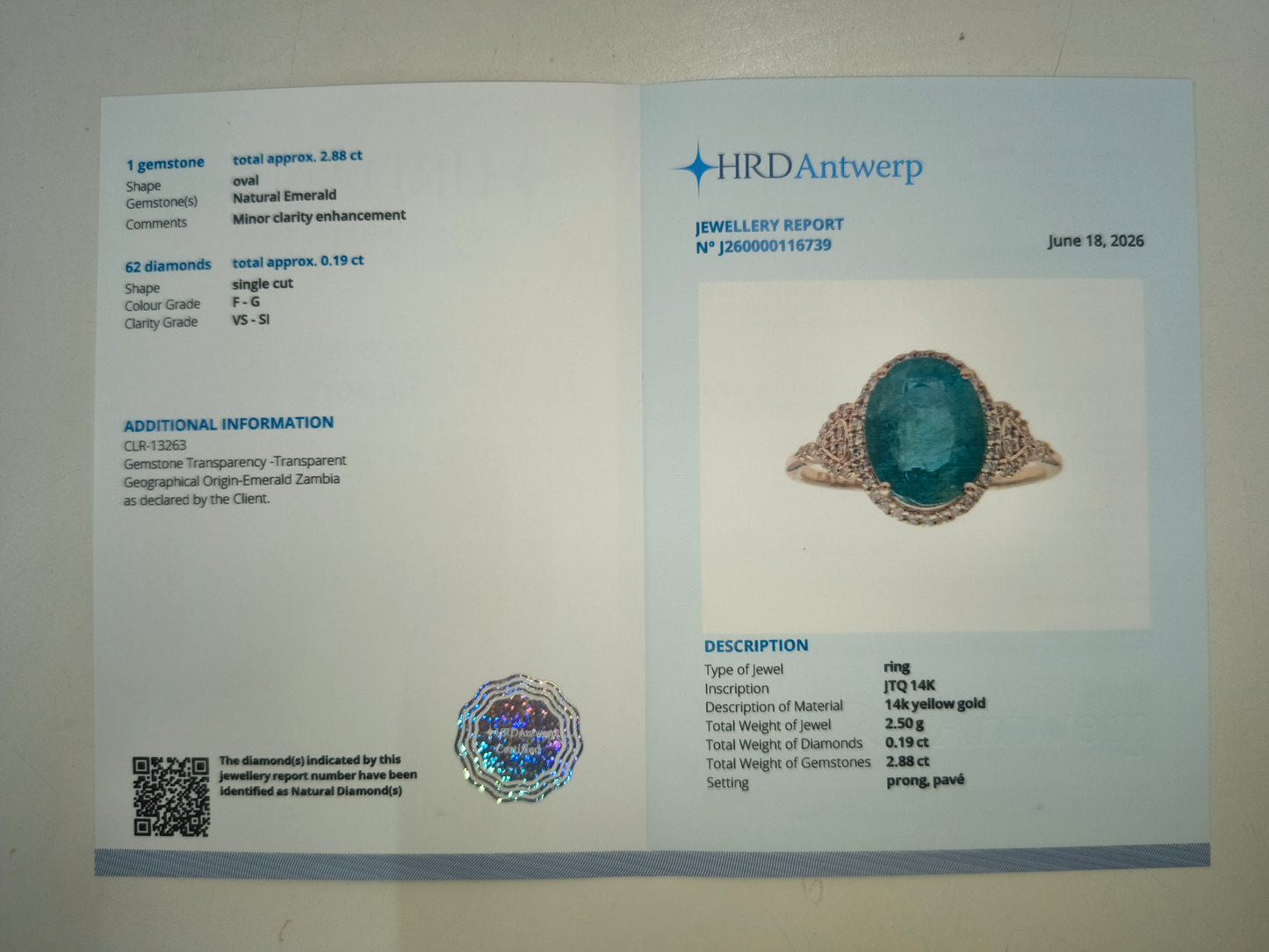 3.07 Ct Oval Natural Emerald 14K Gold Ring