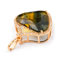 8.69 Ct Heart Mixed Cut Natural Bi Coloured Sapphire 14K Gold Pendant