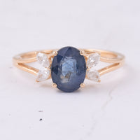 2.08 Ct Oval Natural Sapphire 14K Gold Ring