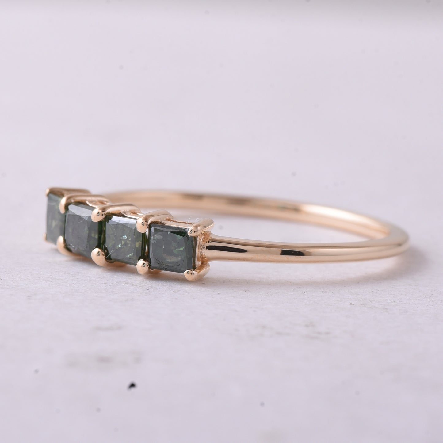 0.52 Ct Square Green Diamond 14K Gold Ring