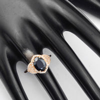 2.21 Ct Oval Mixed Cut Natural Sapphire 14K Gold Ring
