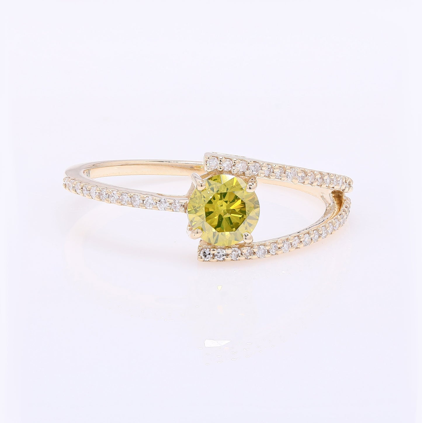 0.66 Ct Round Yellow Diamond 14K Gold Ring