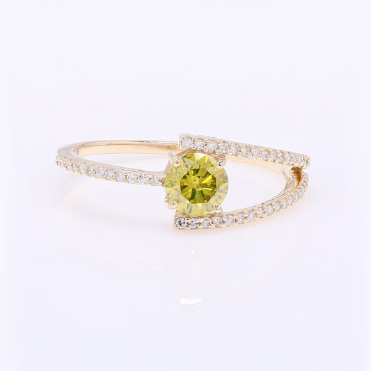0.66 Ct Round Yellow Diamond 14K Gold Ring
