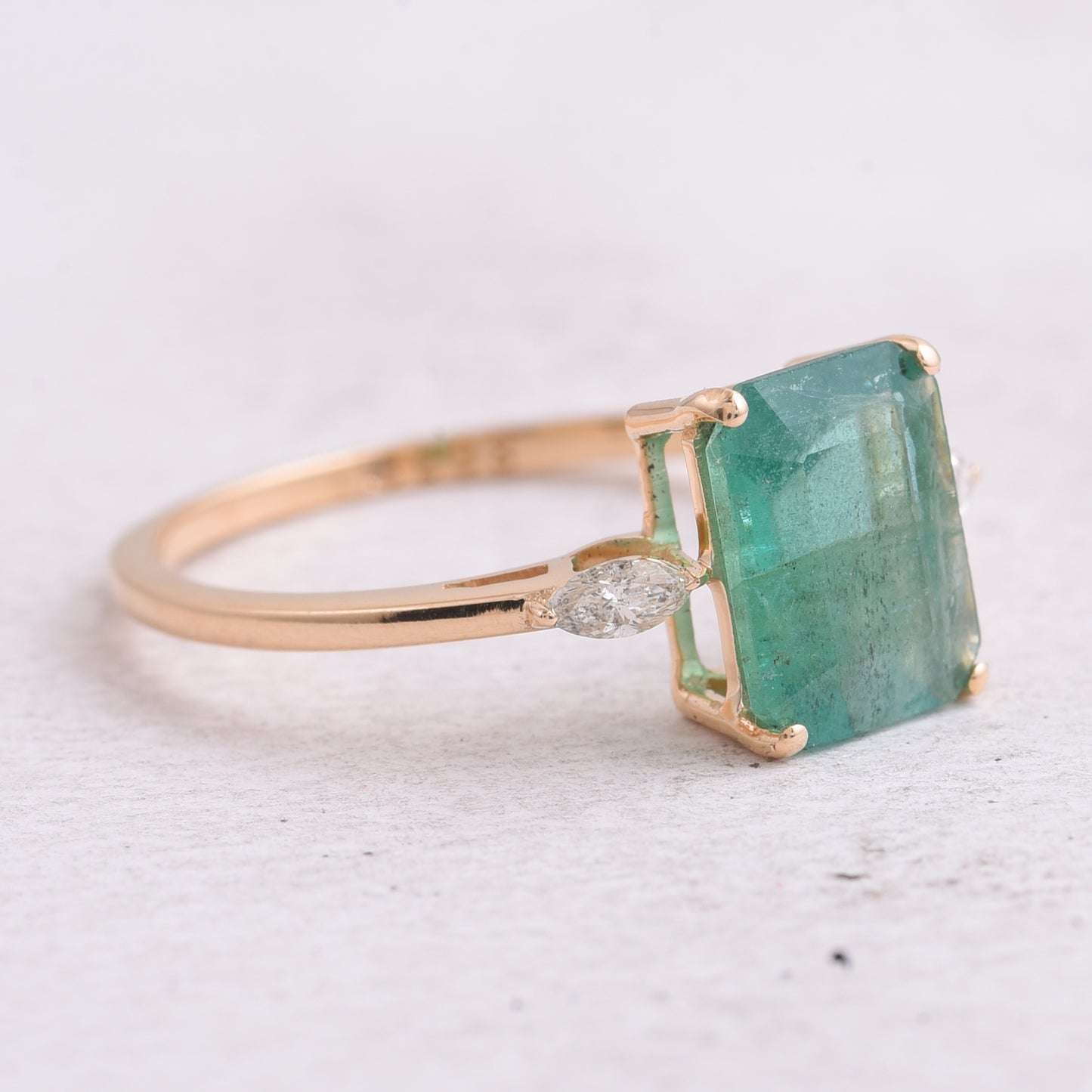 1.90 Ct Octagon Step Cut Natural Emerald 14K Gold Ring