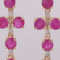 2.54 Ct Round Natural Ruby 14K Gold Earrings