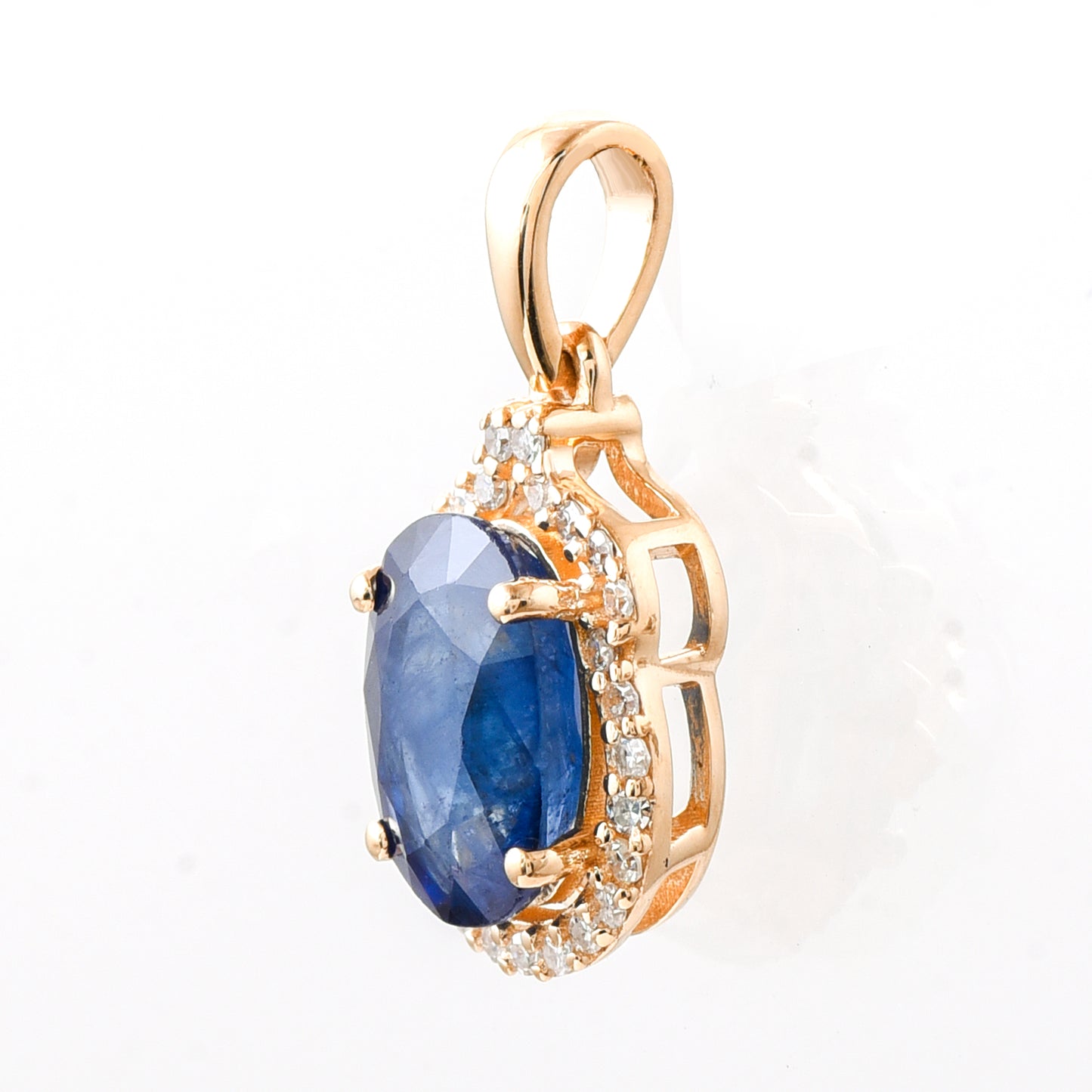 1.69 Ct Oval Mixed Cut Natural Sapphire 14K Gold Pendant