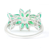 1.77 Ct Marquise Mixed Cut, Round Mixed Cut Natural Emerald 950 Platinum Ring