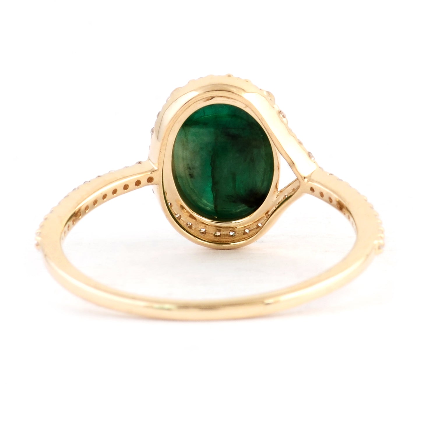 2.43 Ct Oval Cabochon Natural Beryl Emerald 14K Gold Ring