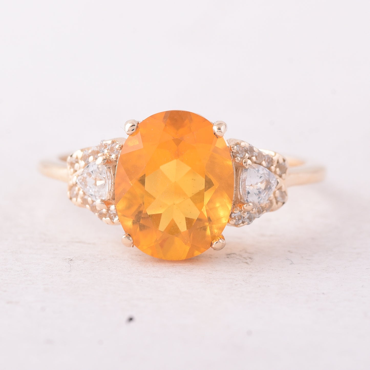 2.09 Ct Oval Fire Opal 9K Gold Ring