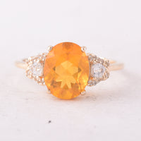2.09 Ct Oval Fire Opal 9K Gold Ring