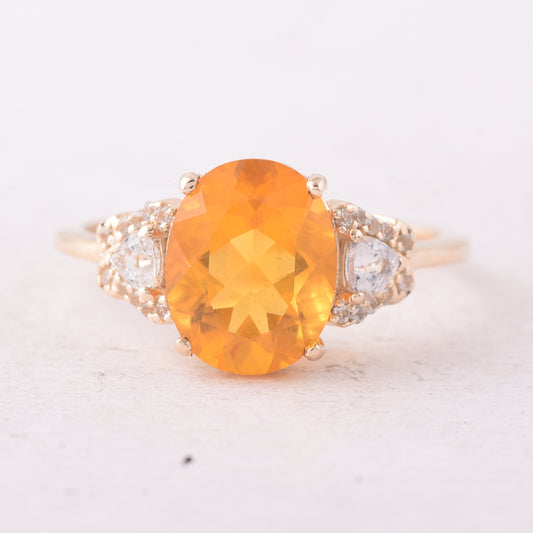 2.09 Ct Oval Fire Opal 9K Gold Ring