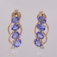 1.48 Ct Oval Natural Tanzanite 14K Gold Earrings