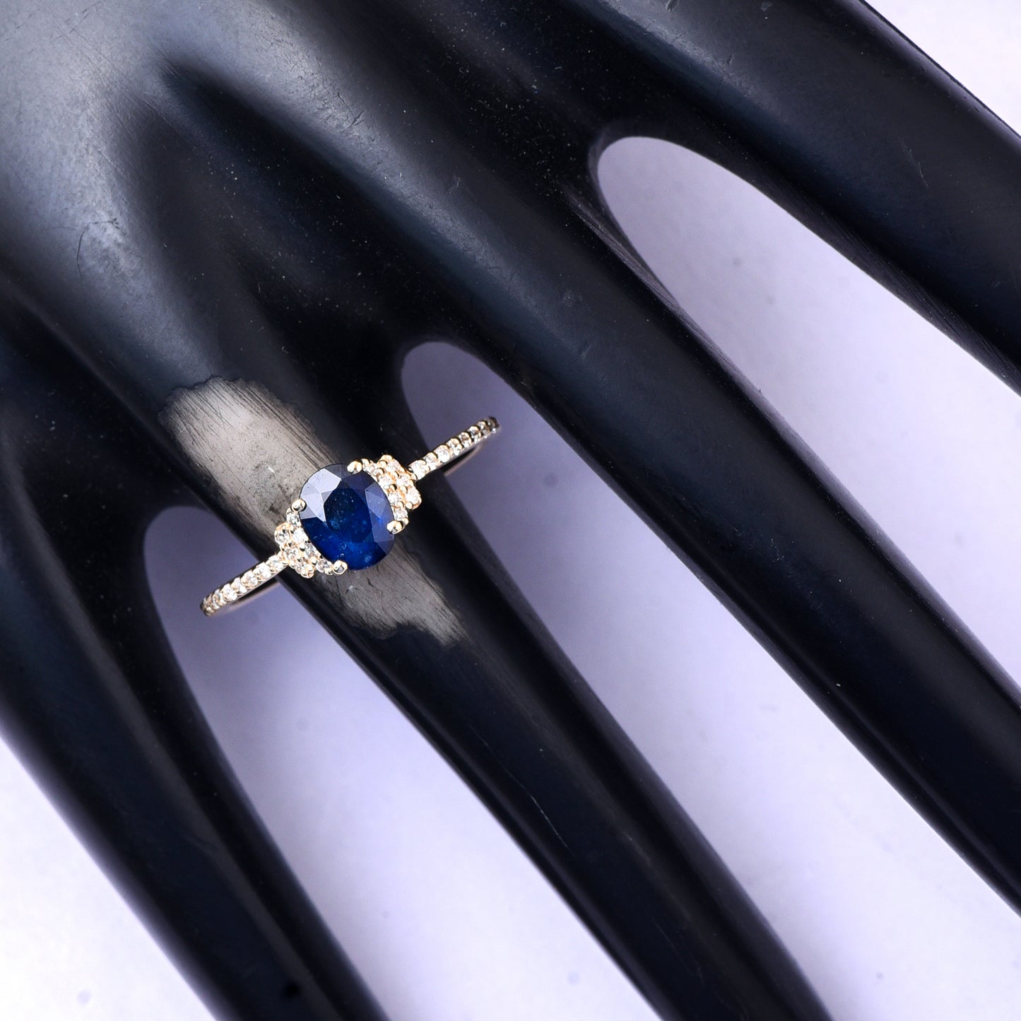1.12 Ct Oval Mixed Cut Natural Sapphire 14K Gold Ring