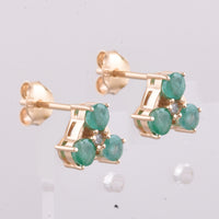 0.85 Ct Round Natural Emerald 14K Gold Earrings