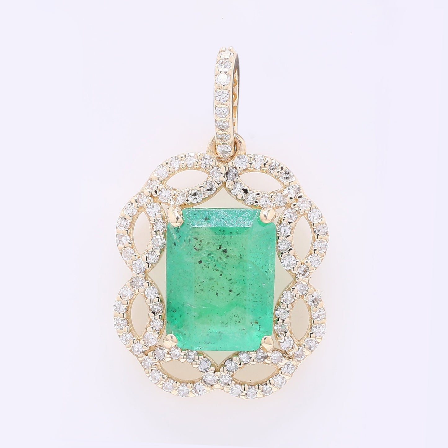 2.40 Ct Octagon Step Cut Natural Emerald 14K Gold Pendant