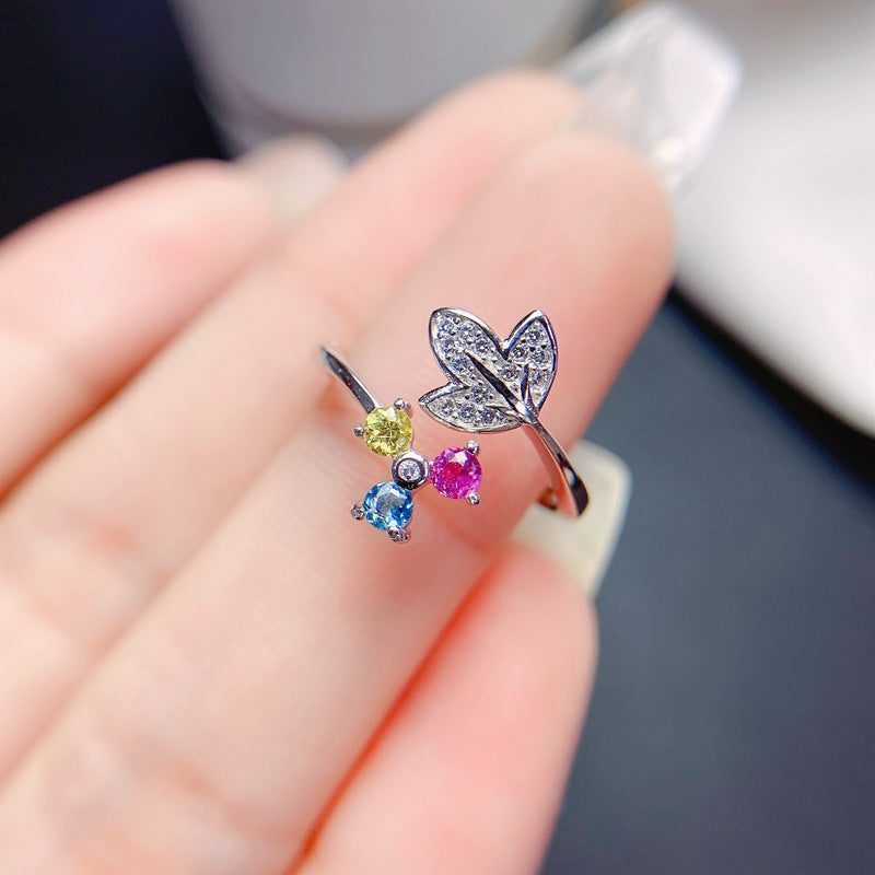 Multi Colored Tourmaline 925 Sterling Silver Ring