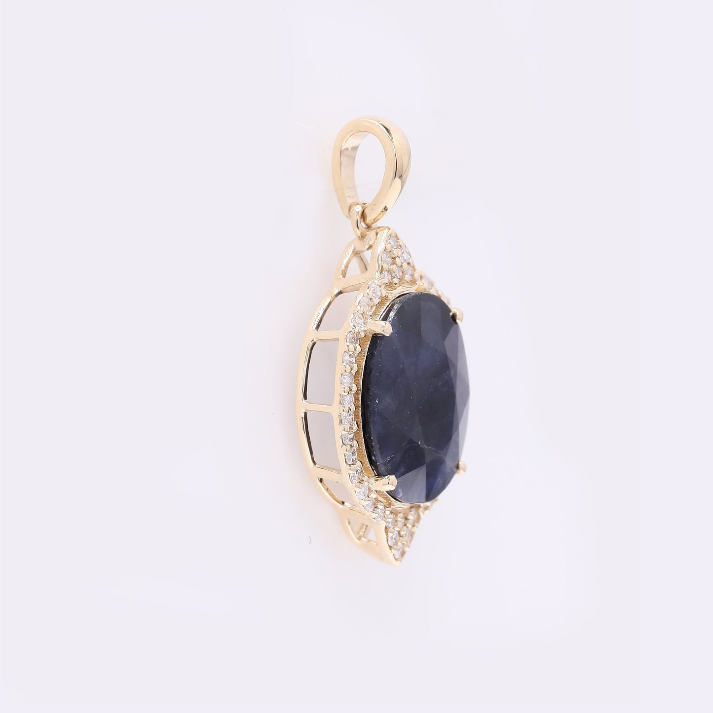 4.36 Ct Oval Mixed Cut Natural Sapphire 14K Gold Pendant