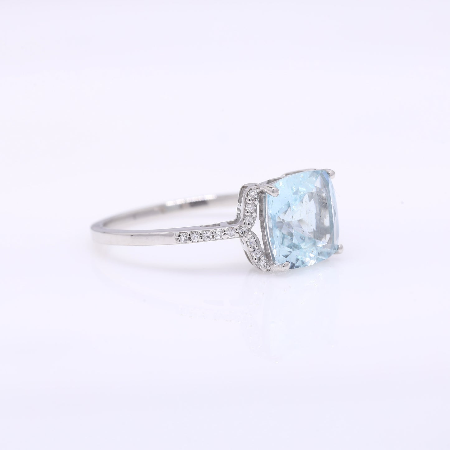 2.14 Ct Cushion Mixed Cut Natural Aquamarine 950 Platinum Ring