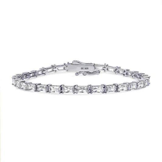 Baguette CZ Statement Tennis Bracelet in Sterling Silver