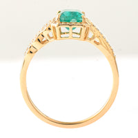 1.18 Ct Octagon Step Cut Natural Emerald 14K Gold Ring