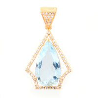 2.44 Ct Pear Mixed Cut Natural Aquamarine 14K Gold Pendant