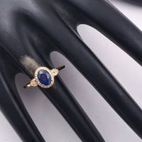 1.46 Ct Oval Mixed Cut Natural Sapphire 14K Gold Ring