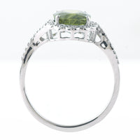 3.13 Ct Oval Mixed Cut Natural Green Sapphire 950 Platinum Ring