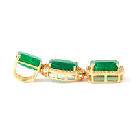 5.06 Ct Octagon Step Cut, Cushion Mixed Cut Natural Emerald 14K Gold Pendant
