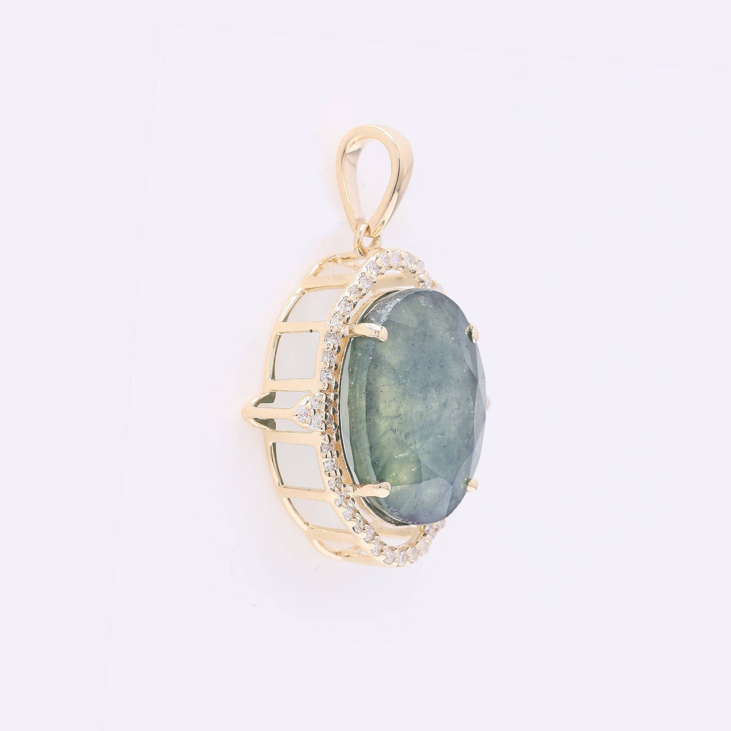 8.47 Ct Oval Mixed Cut Natural Sapphire 14K Gold Pendant