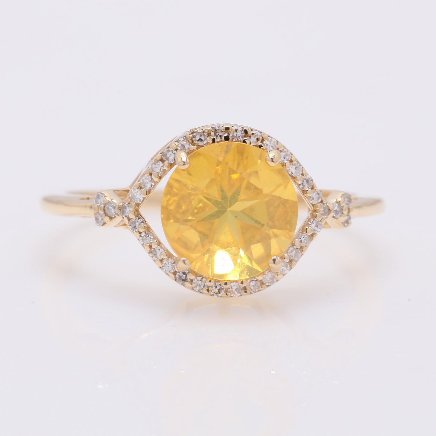1.31 Ct Round Mixed Cut Natural Fire Opal 14K Gold Ring