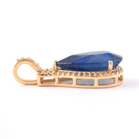 3.88 Ct Pear Mixed Cut Natural Sapphire 14K Gold Pendant