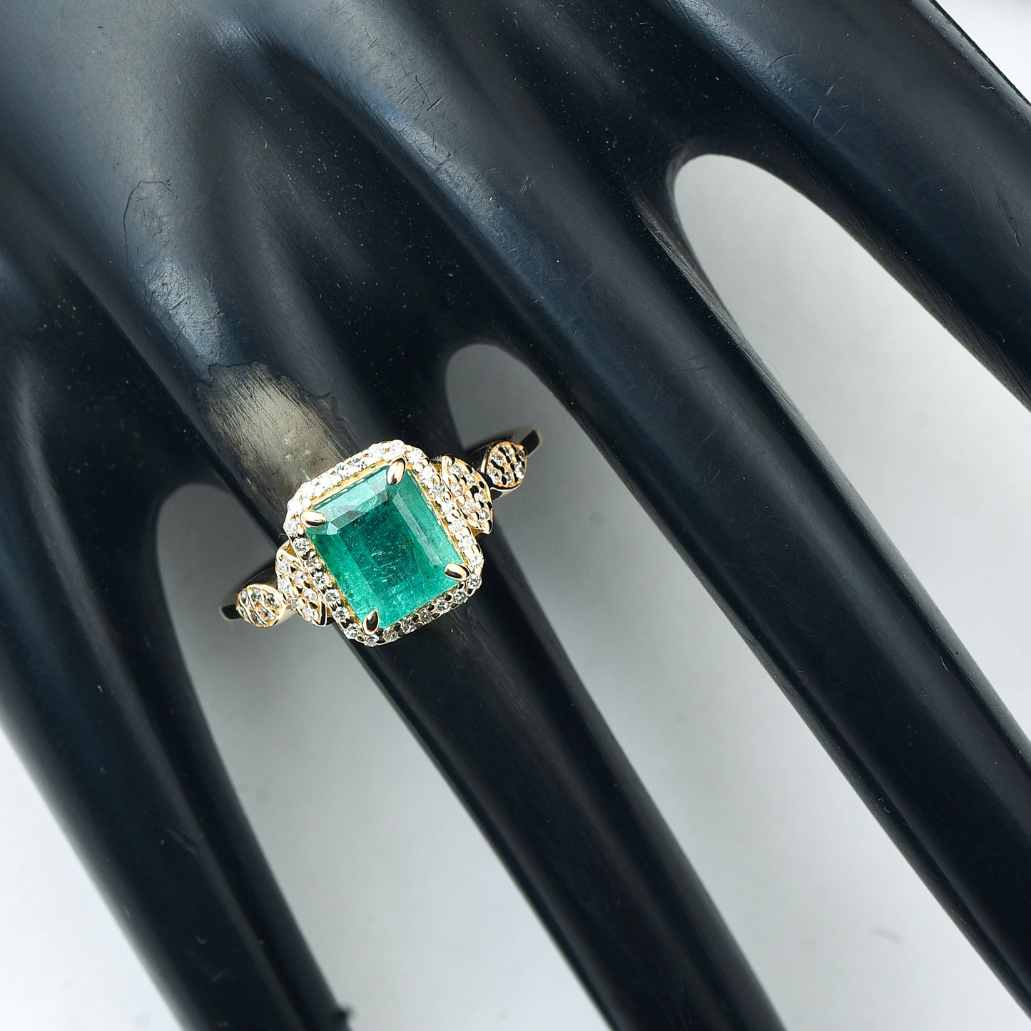 2.12 Ct Octagon Step Cut Natural Emerald 14K Gold Ring