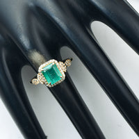 2.12 Ct Octagon Step Cut Natural Emerald 14K Gold Ring